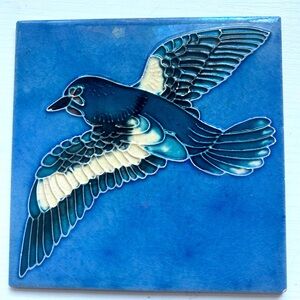 Vintage Ceramic Bluebird Bird Tile Decor Art‎